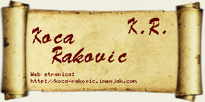 Koča Raković vizit kartica